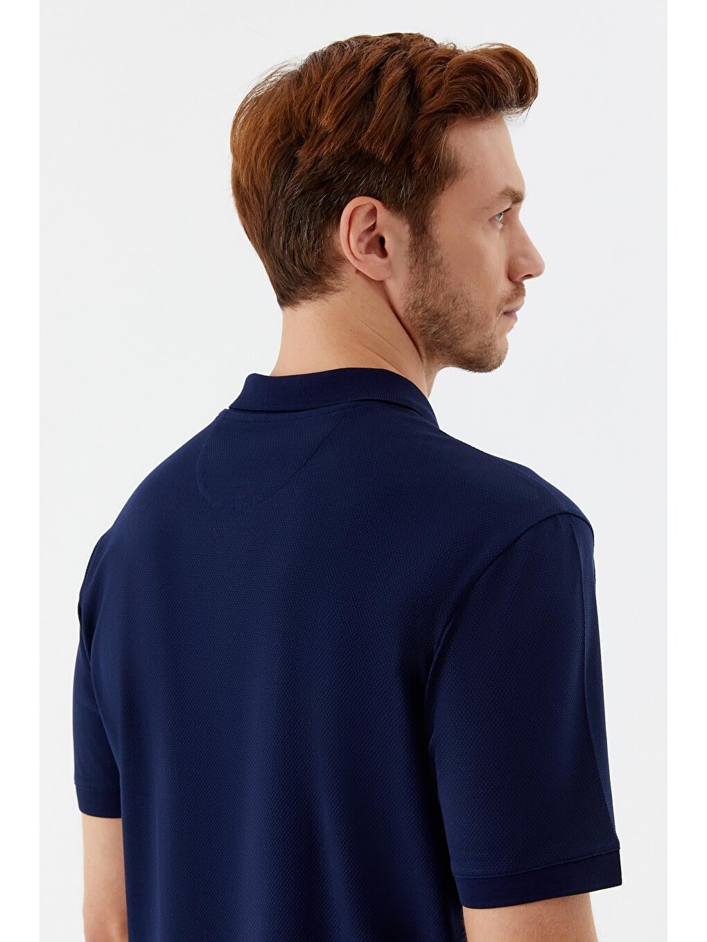 Lacivert %100 Pamuk Dokuma Slim Fit Polo Yaka T-shirt-5
