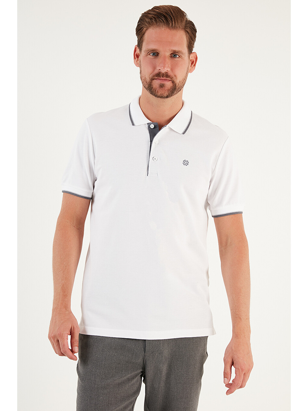 Siyah Pamuklu Regular Fit Şerit Detaylı Düğmeli Polo Yaka 5'li Paket T Shirt 5902118s5-4