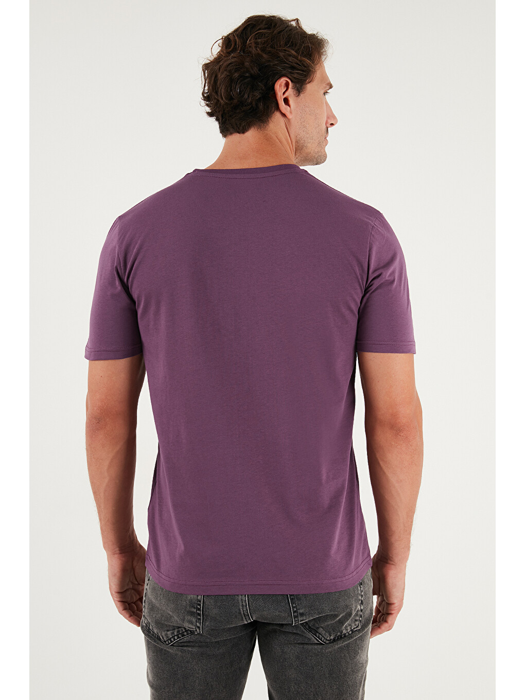 Mürdüm Pamuklu Baskılı Regular Fit Bisiklet Yaka %100 Pamuk Tişört 59020205-6