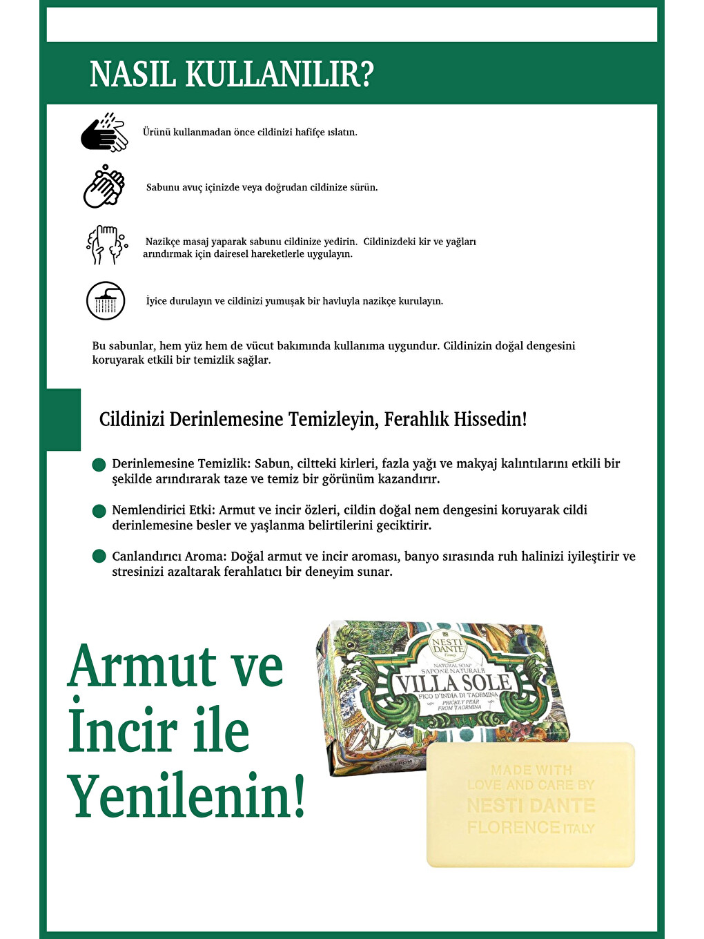 Villa Sole Fico D’India Di Taormina Katı Sabun 250 gr| Armut İncir Özlü|Canlandırıcı Banyo Sabunu-3
