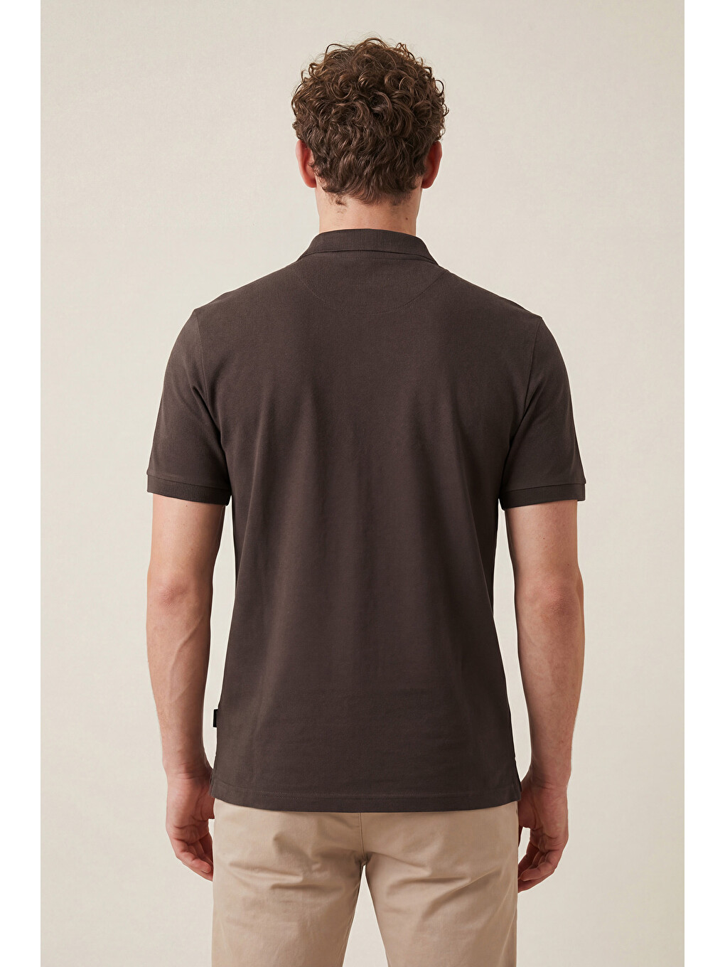 Kahverengi % 100 Pamuk Regular Fit Düğmeli Erkek Polo Yaka Tişört 5902127-6