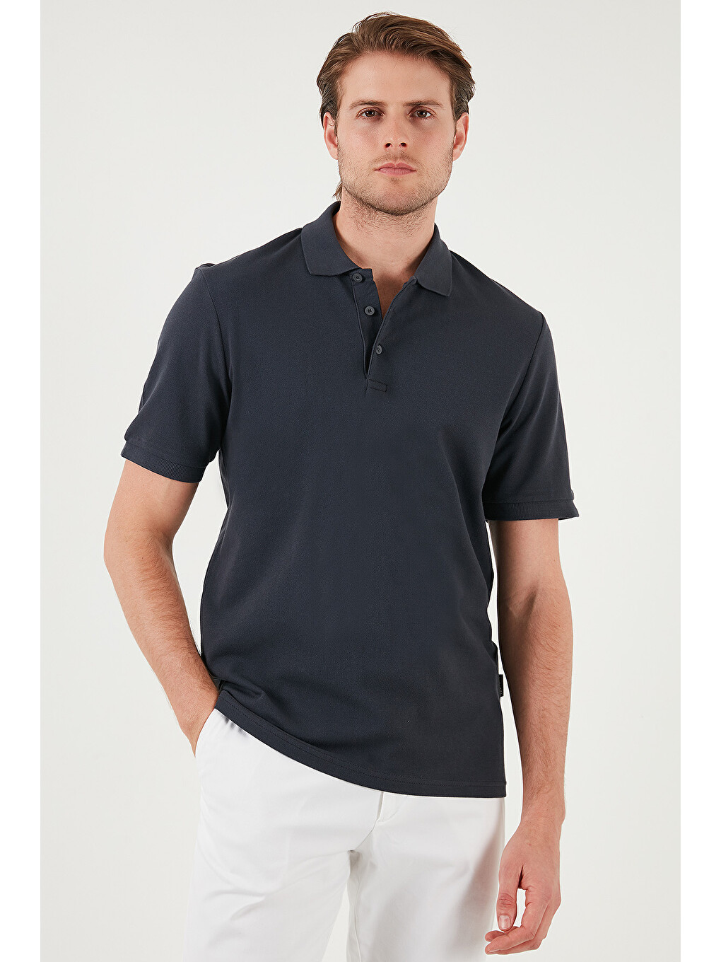 Lacivert Pamuklu Regular Fit Düğmeli Polo Yaka 3'lü Paket T Shirt 5902127s3-1