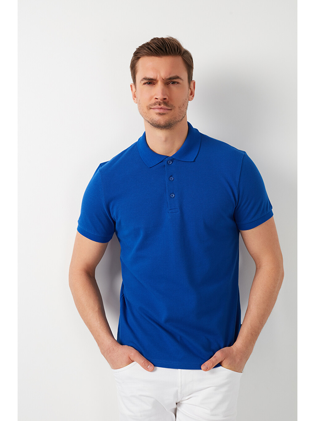 Lacivert Pamuklu Regular Fit Düğmeli Polo Yaka 3'lü Paket T Shirt 5902127s3-3