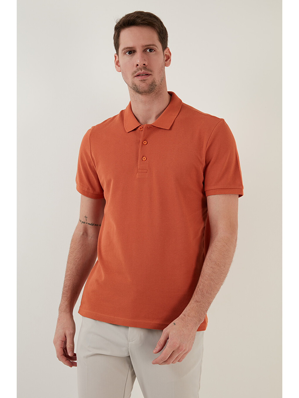 Kahverengi Pamuklu Regular Fit Düğmeli Polo Yaka 4'lü Paket T Shirt 5902127s4-1