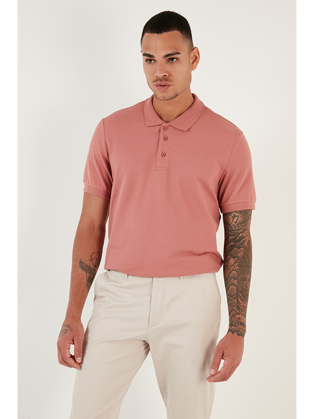 Kahverengi Pamuklu Regular Fit Düğmeli Polo Yaka 4'lü Paket T Shirt 5902127s4-4