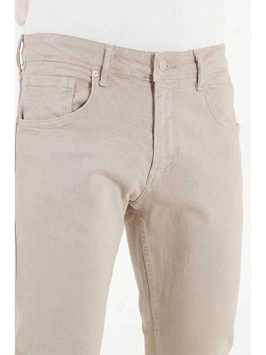 Bej Dar Kalıp Yüksek Bel Dar Paça Jean Pantolon 3300c71tokyo-5