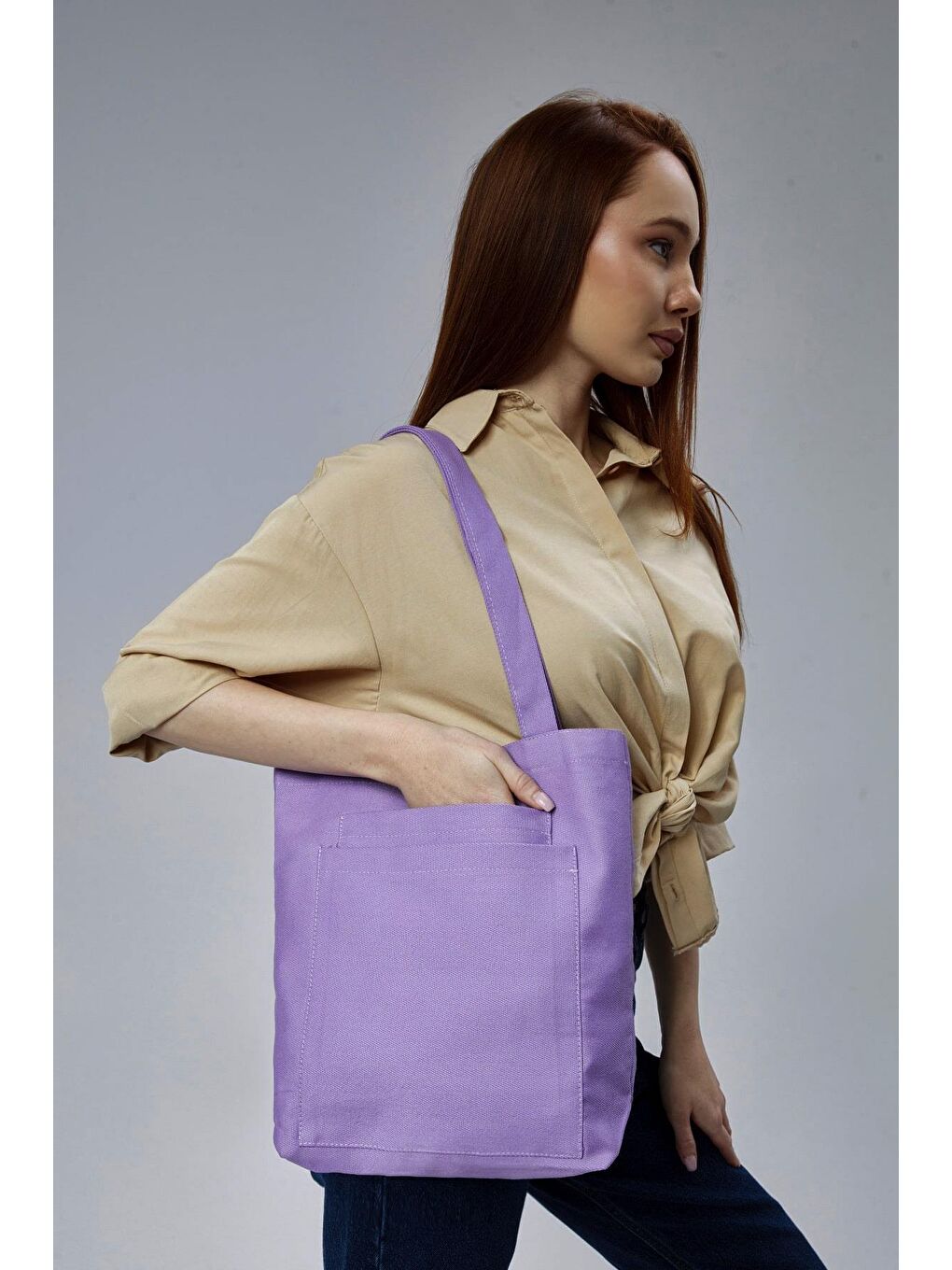 2 Cepli Lila Gabardin Çanta-3