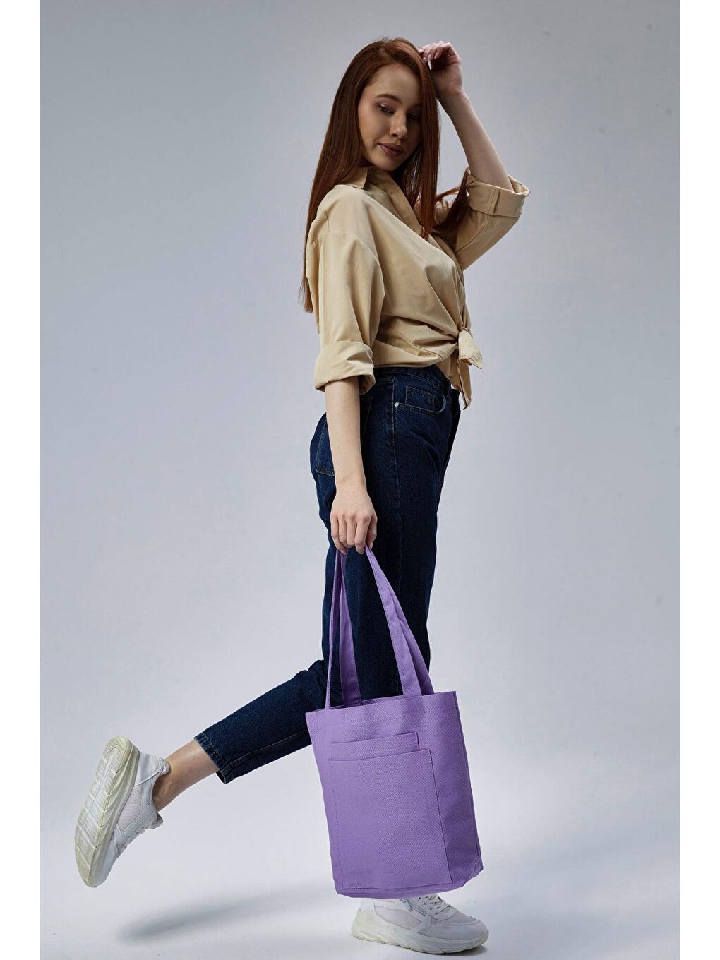 2 Cepli Lila Gabardin Çanta-5