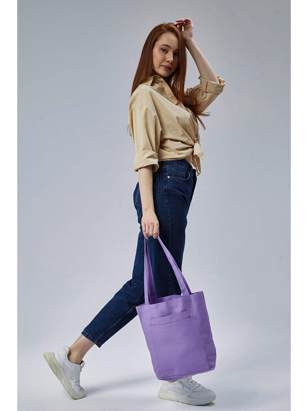 2 Cepli Lila Gabardin Çanta-6