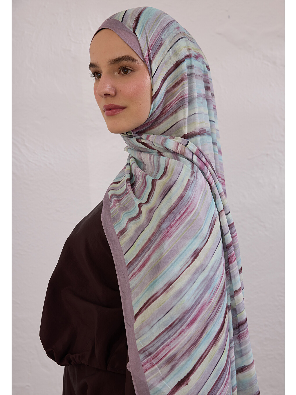 Lila Deıa Desen Rami Şal Lavanta-3
