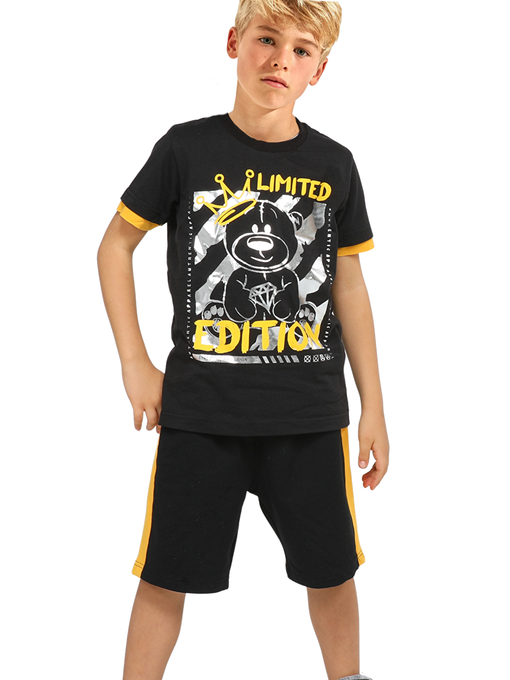 Siyah Limited Erkek Çocuk Şort Takım