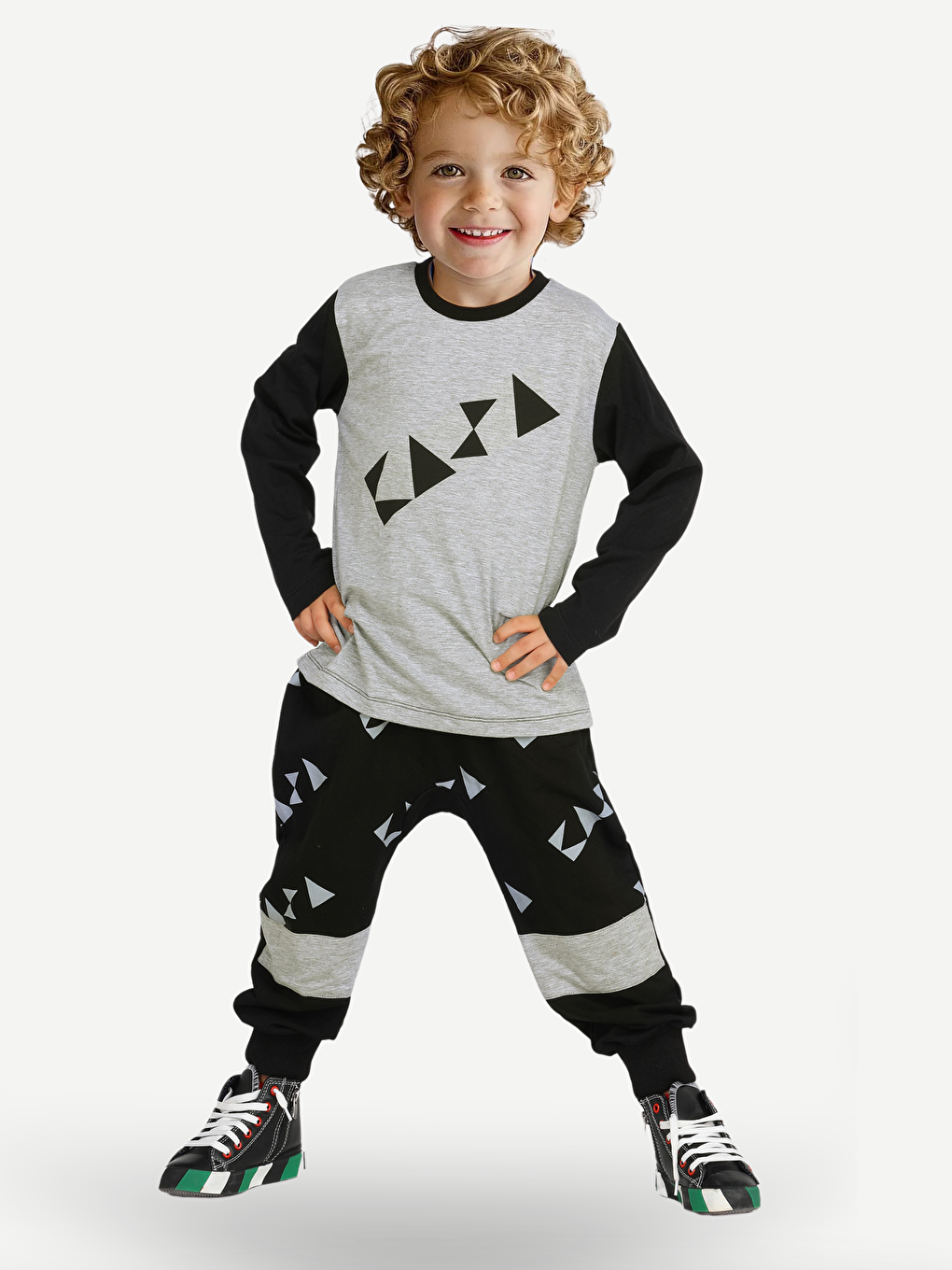 Gri Casa Black Baggy Pantolon + Tişört Takım