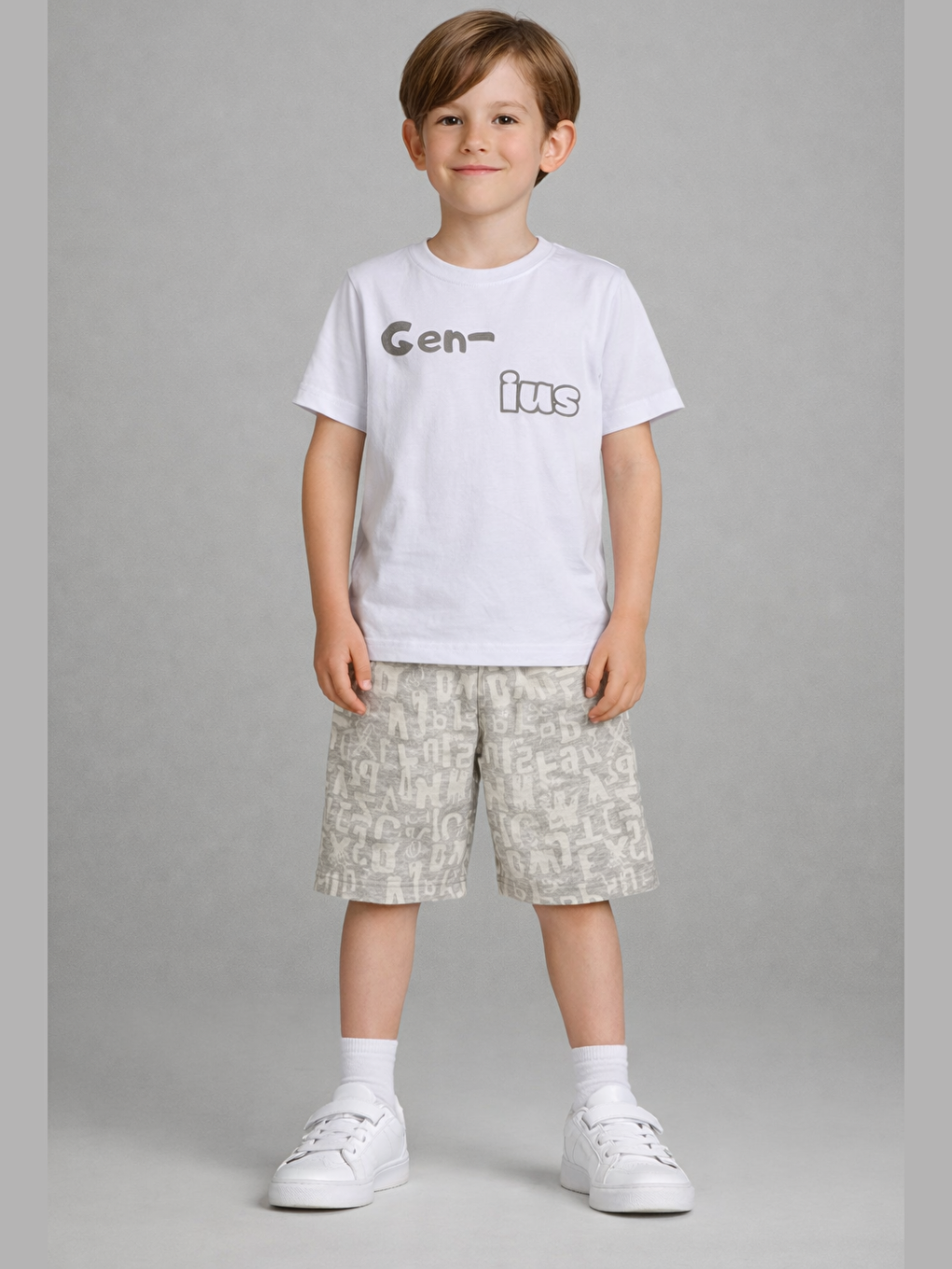 Gri Gen-İus Erkek Çocuk Şort Takım