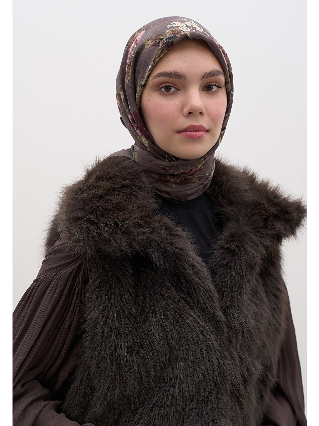 Pembe Flower Rain Desen Pamuklu Viskon Eşarp Gülkurusu-2