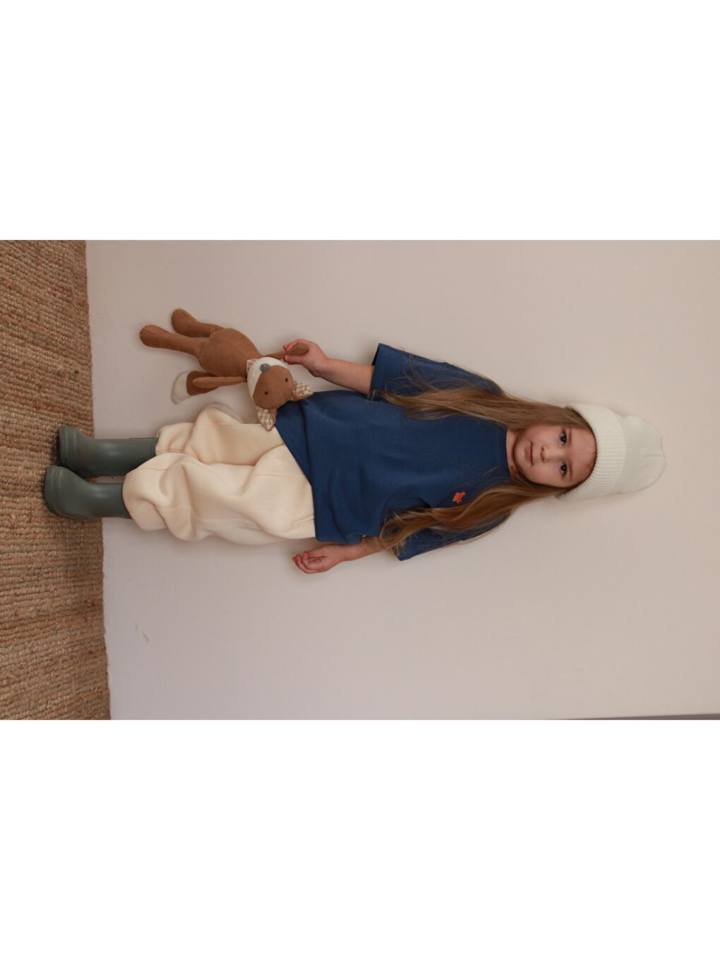 İndigo Yengeç Nakışlı Oversize T-Shirt-1