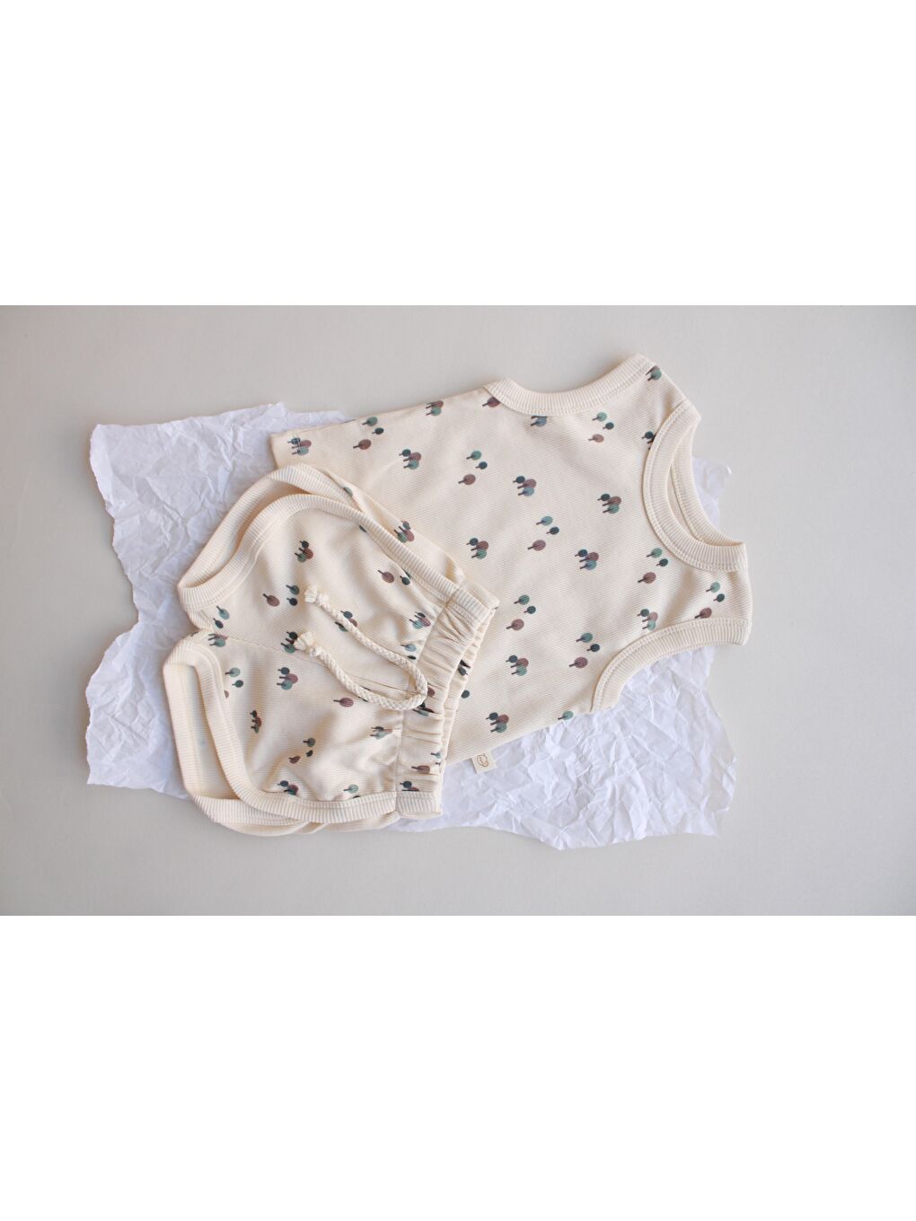 Ekru Ağaç Baskı Kaşkorse Atlet Şort Takım-1