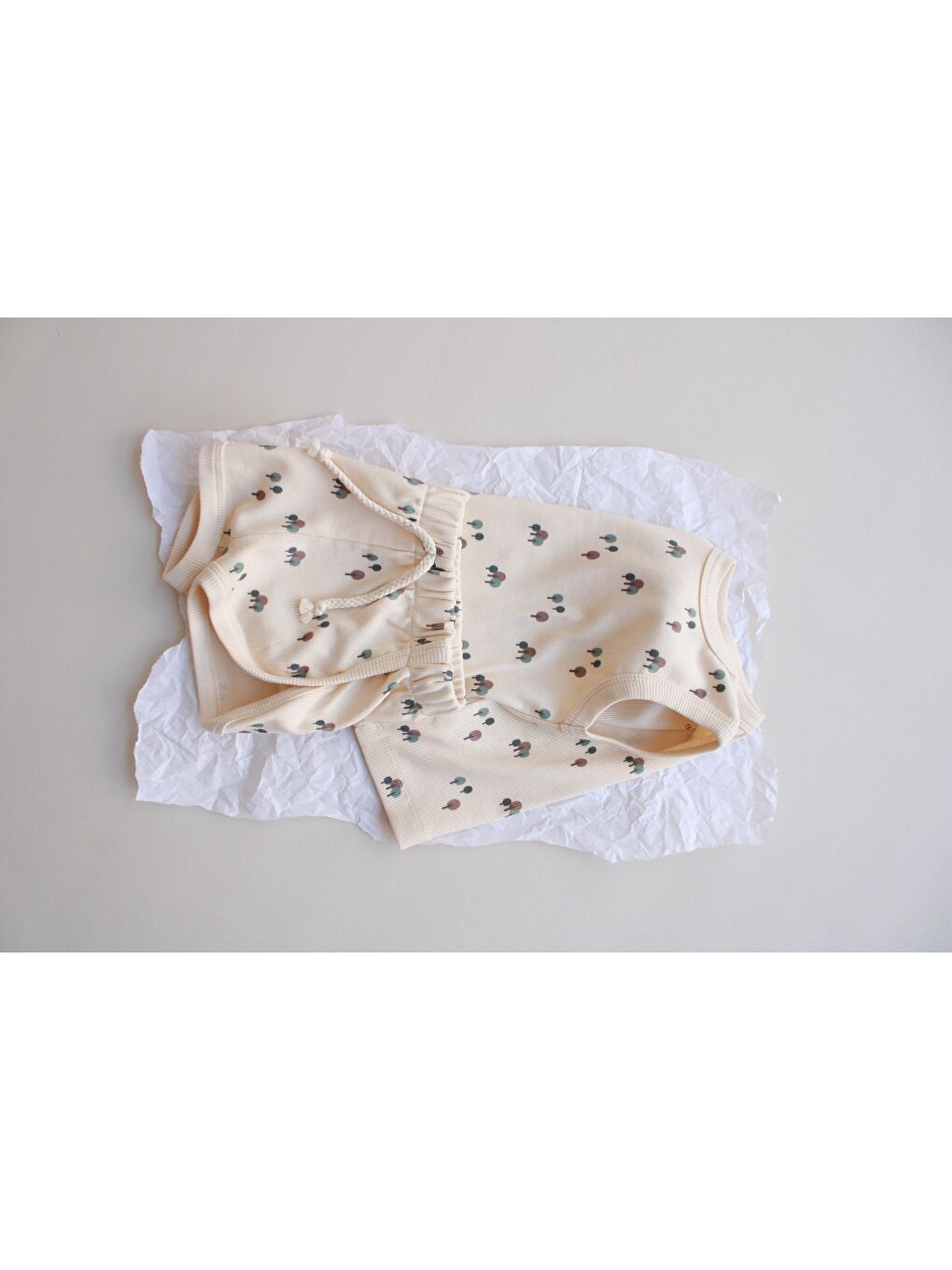 Ekru Ağaç Baskı Kaşkorse Atlet Şort Takım-8