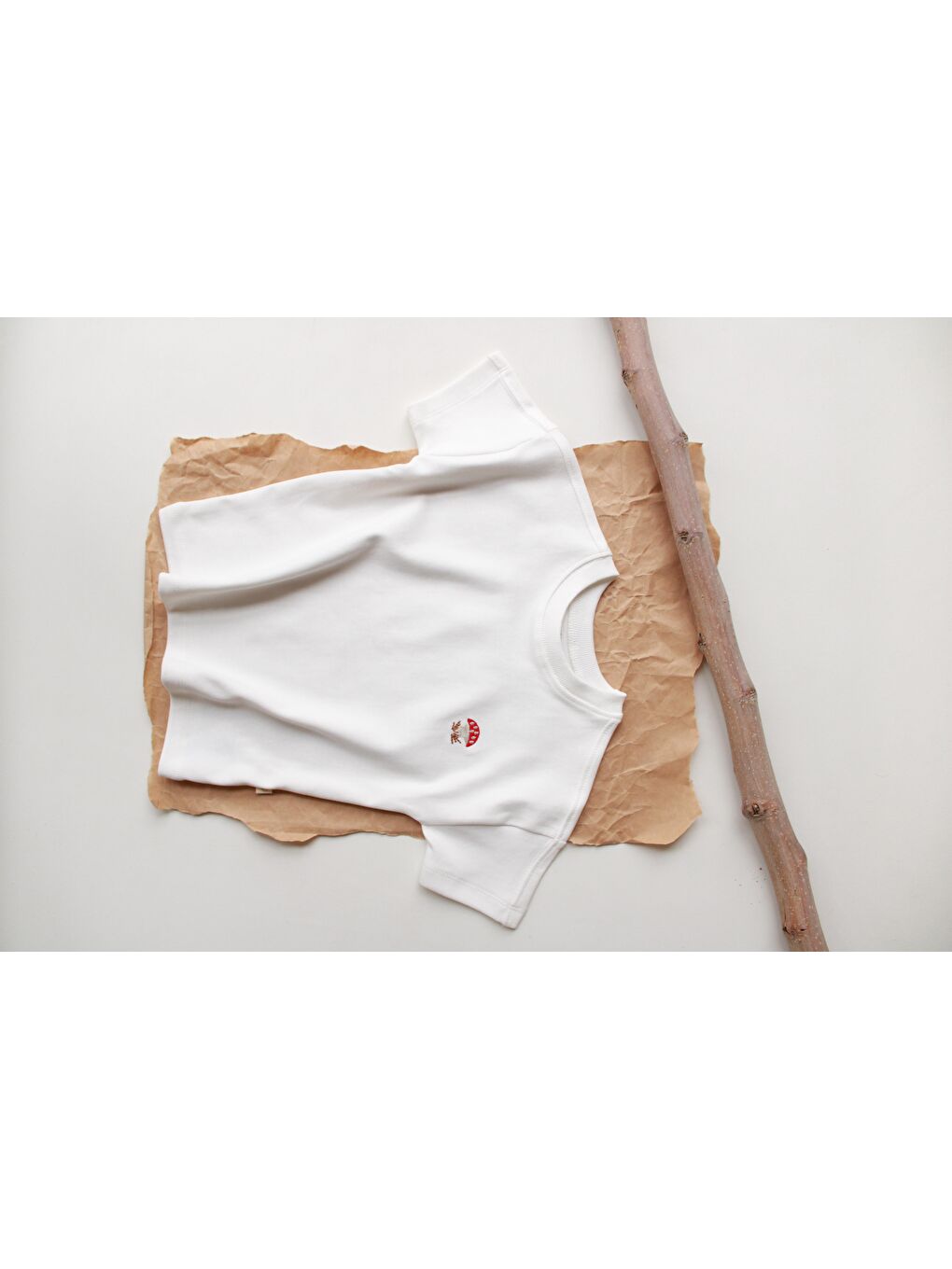 Beyaz Mantar Nakışlı Oversize T-Shirt-4