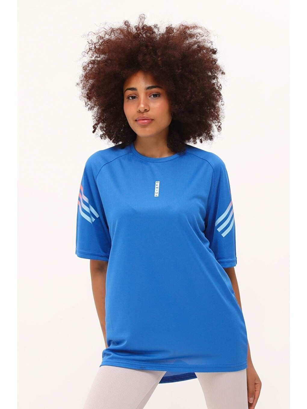 Mavi Store Kadın Spor Tişört Baskılı Fitness, Antrenman Fit