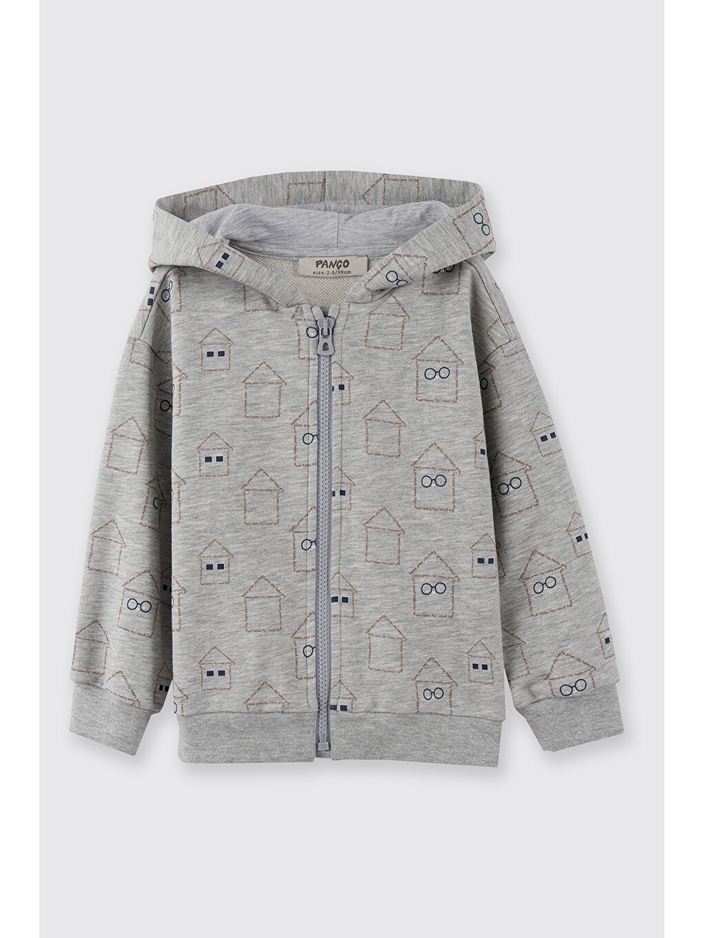 Erkek Bebek Fermuarlı Gri-Melanj Sweatshirt