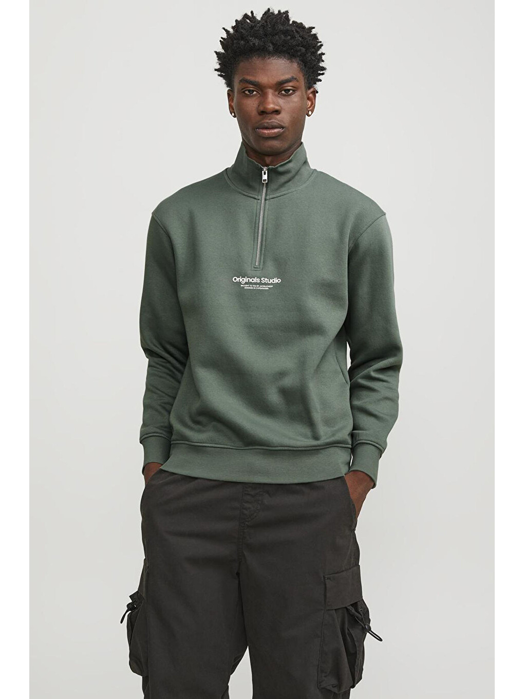 Yeşil Originals Jorvesterbro Yarım Fermuarlı Relaxed Fit Erkek Sweat 12241777