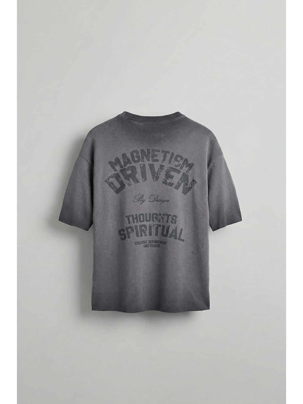 Erkek Yıkamalı Örme Premium Oversize T-Shirt Gri