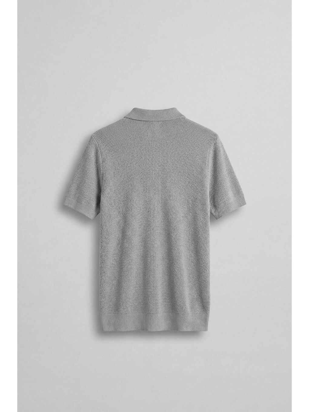 Erkek Yarım Fermuarlı Polo Yaka Triko T-Shirt Gri-1