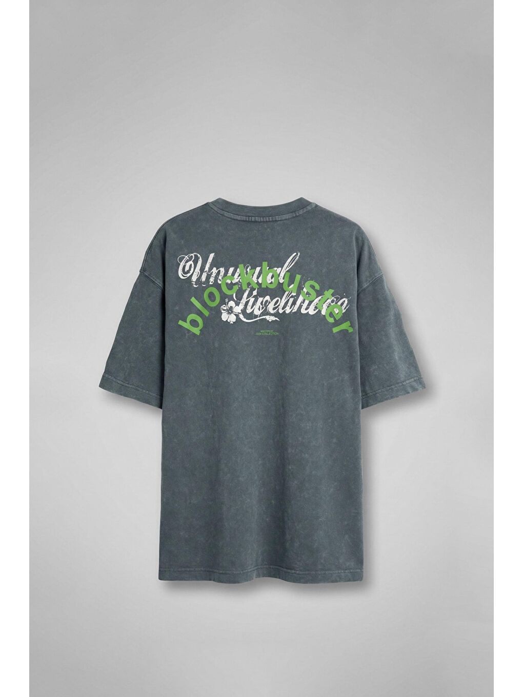 Gri Erkek Oversize Premium Yıkamalı T-Shirt Füme