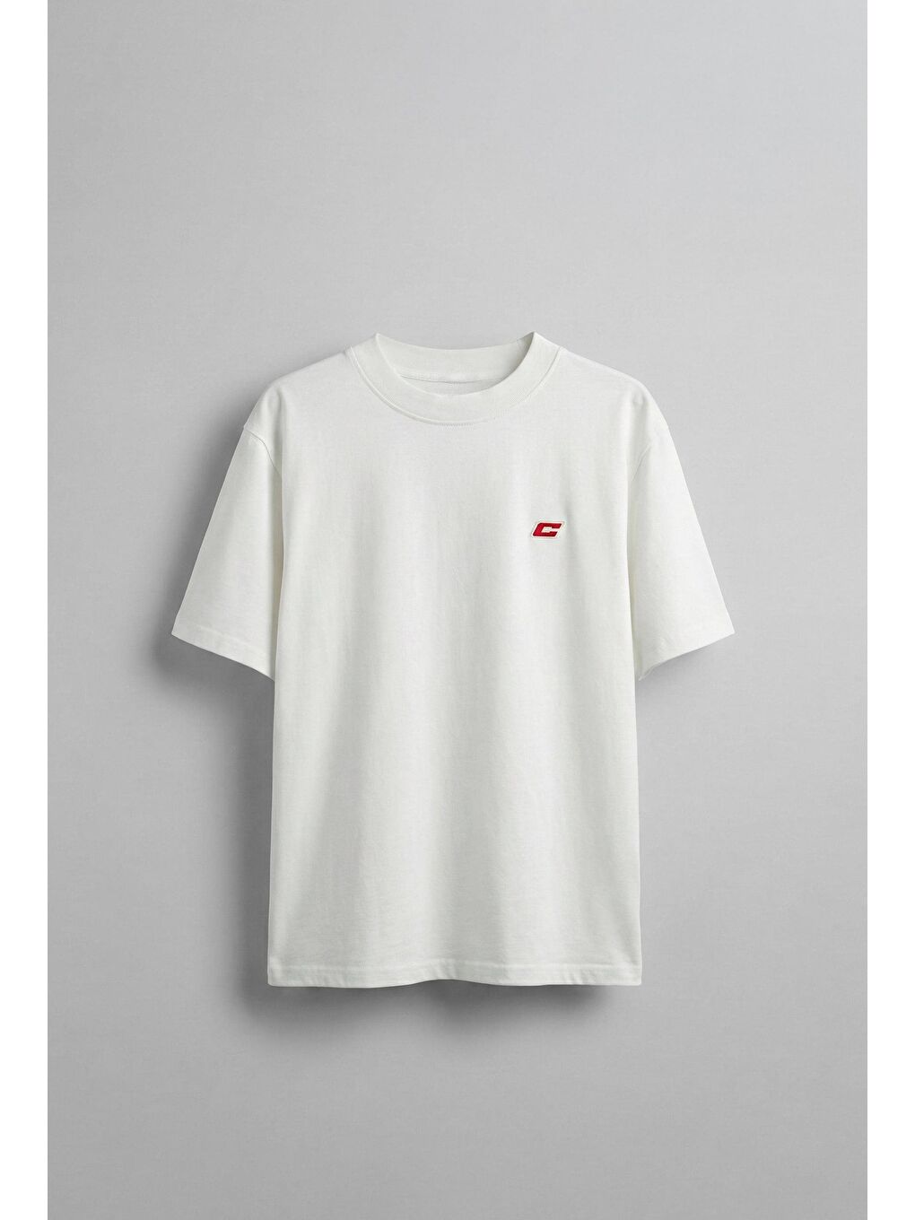 Erkek Oversize Nakışlı T-Shirt Beyaz