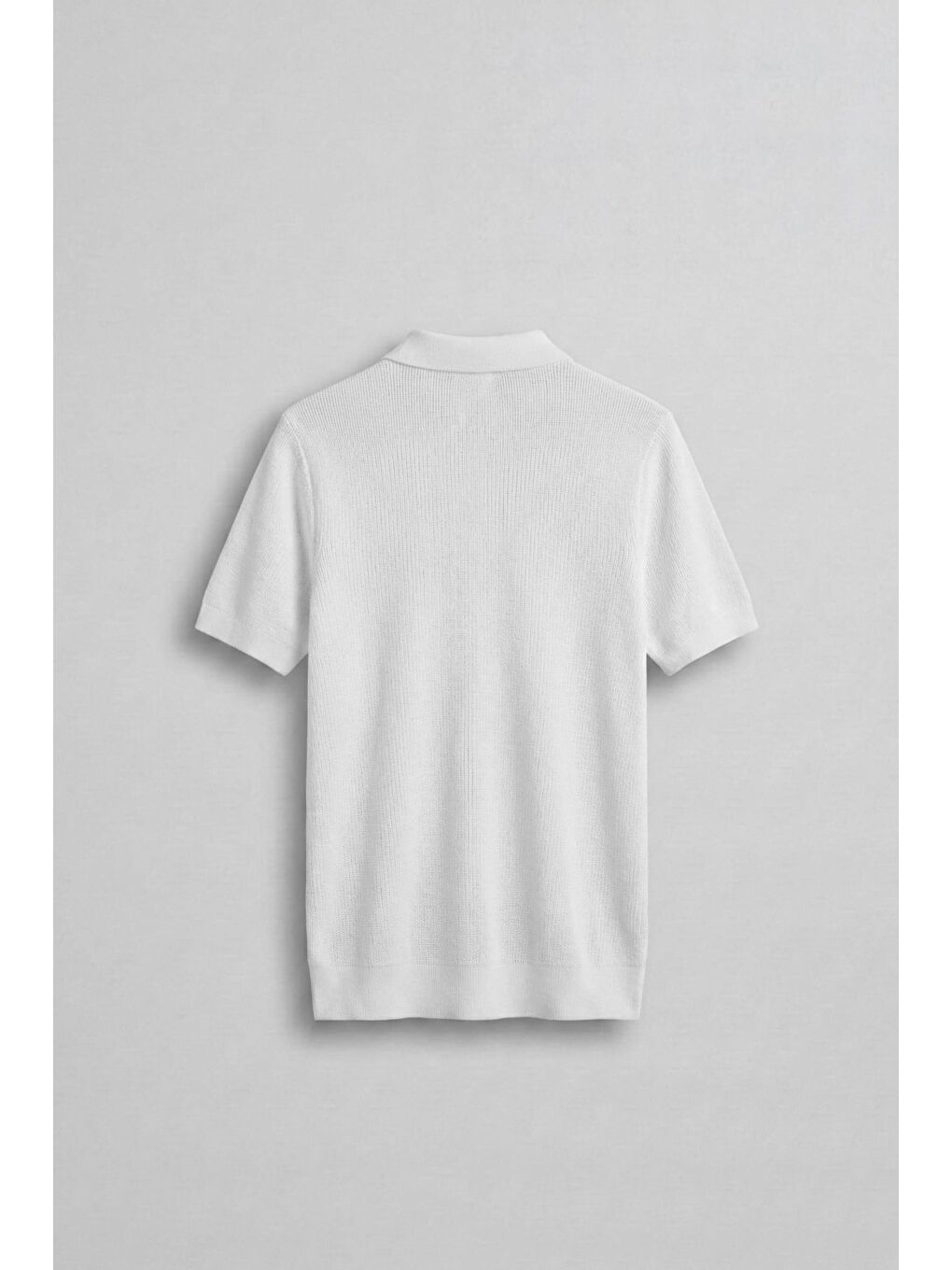 Erkek Yarım Fermuarlı Polo Yaka Triko T-Shirt Beyaz-1