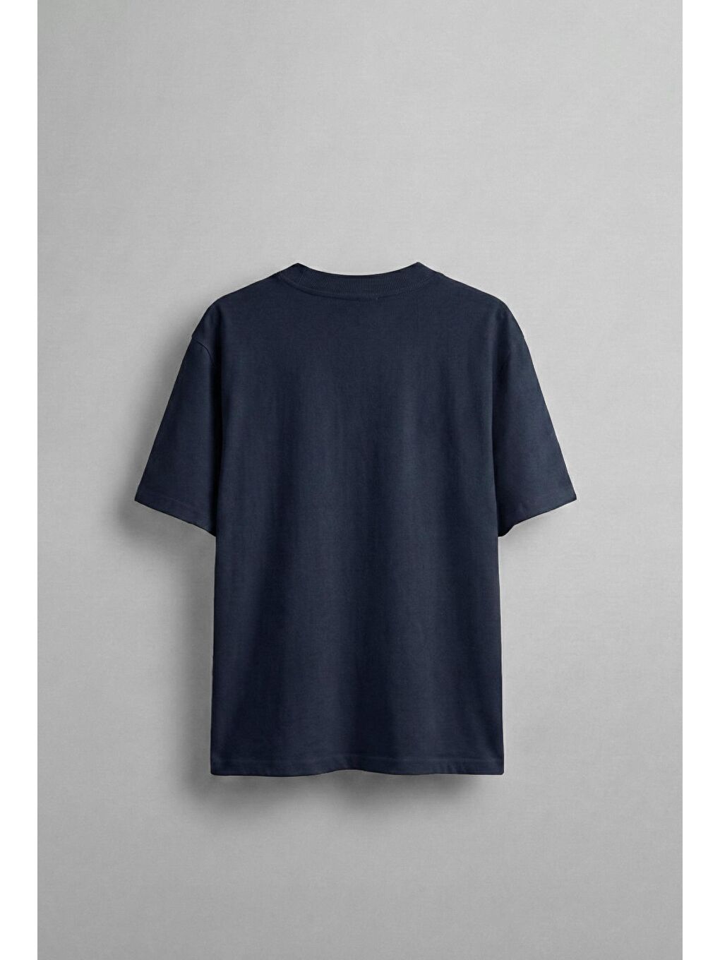 Erkek Oversize Nakışlı T-Shirt Mavi-1