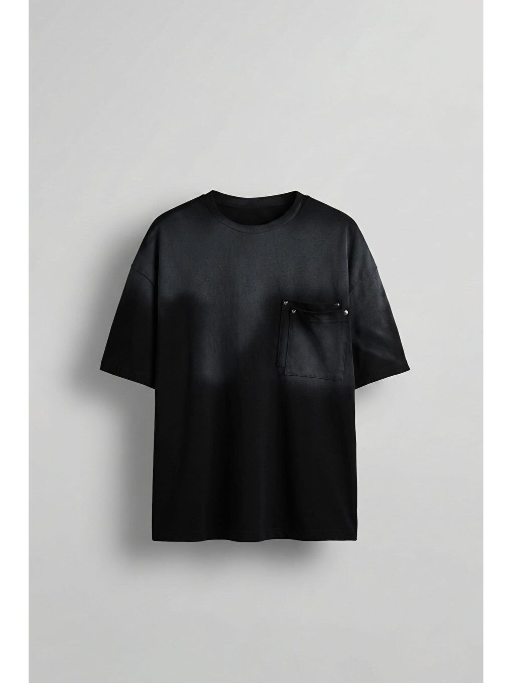 Erkek Oversize Çift Katman Cepli T-Shirt Siyah
