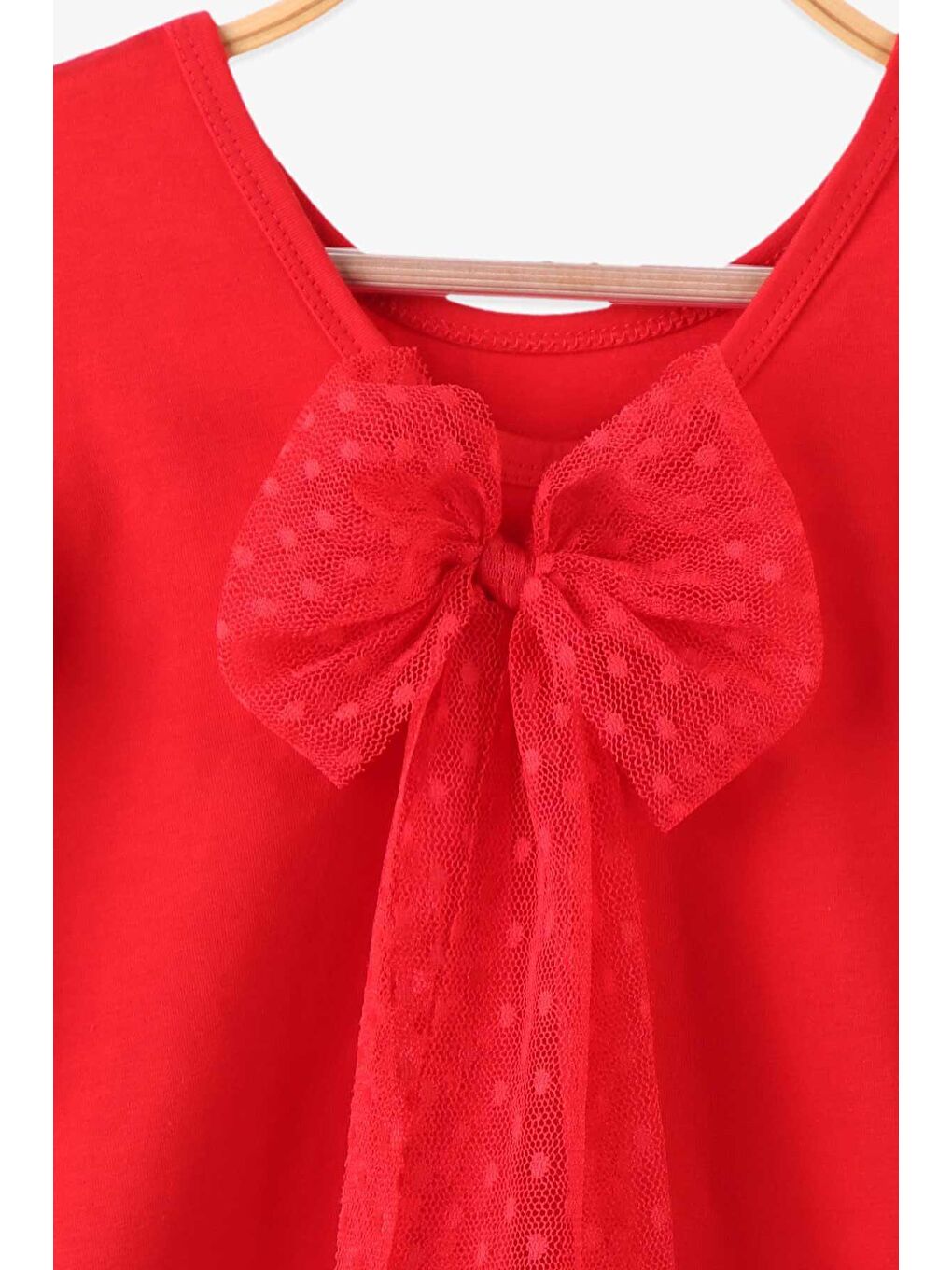 Kız Çocuk Body Tüllü Fiyonklu Kırmızı  (12 Yaş)-4