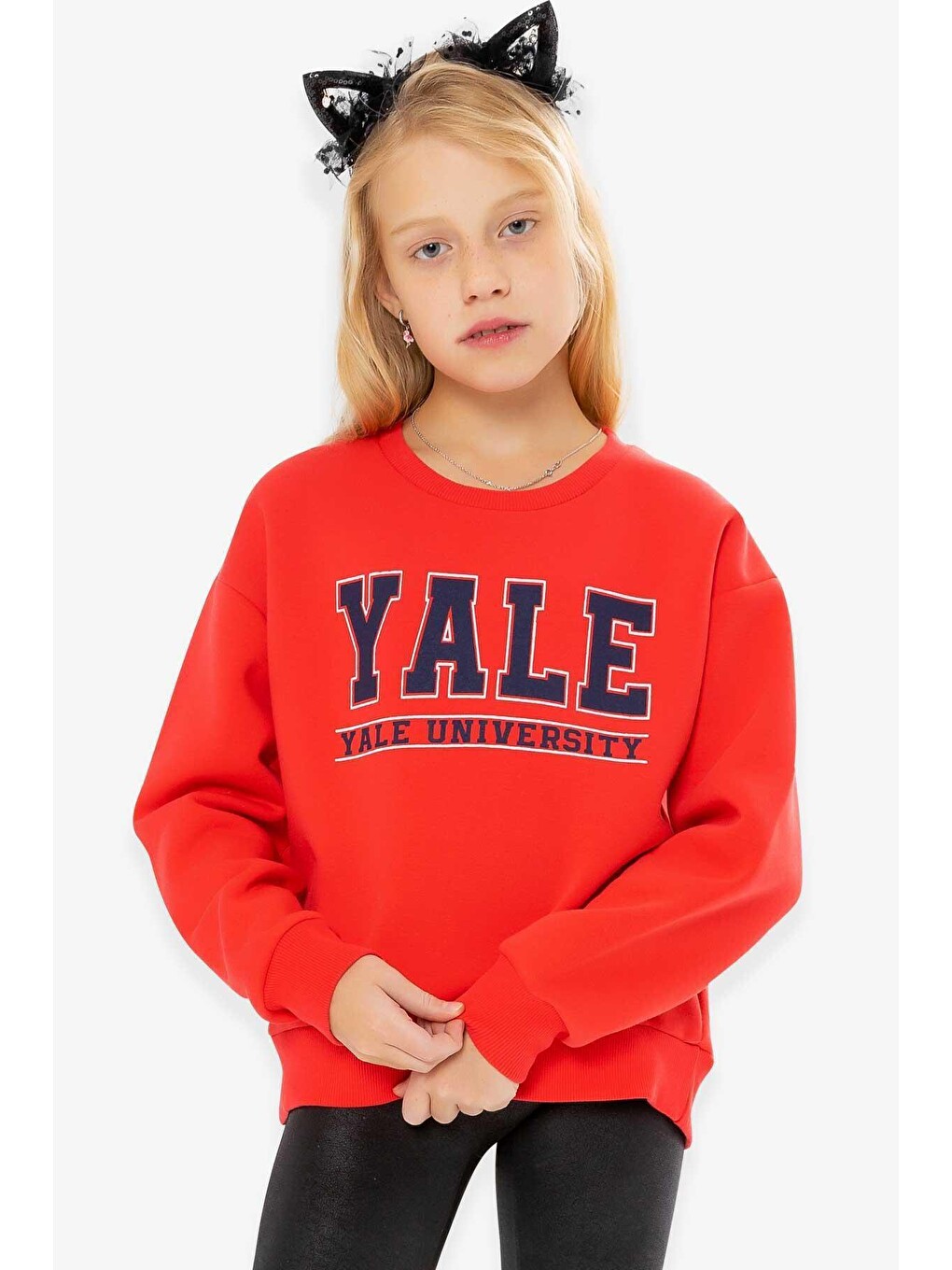 Kırmızı Kız Çocuk Sweatshirt Baskılı Narçiçeği (9 Yaş)