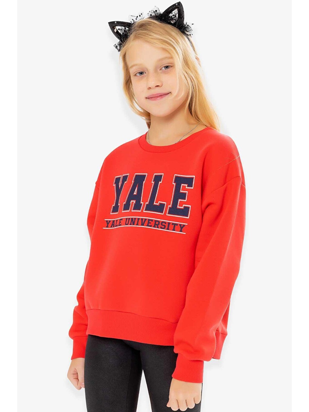 Kırmızı Kız Çocuk Sweatshirt Baskılı Narçiçeği (9 Yaş)-1