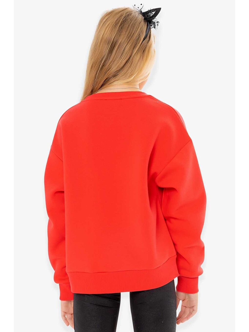 Kırmızı Kız Çocuk Sweatshirt Baskılı Narçiçeği (9 Yaş)-2