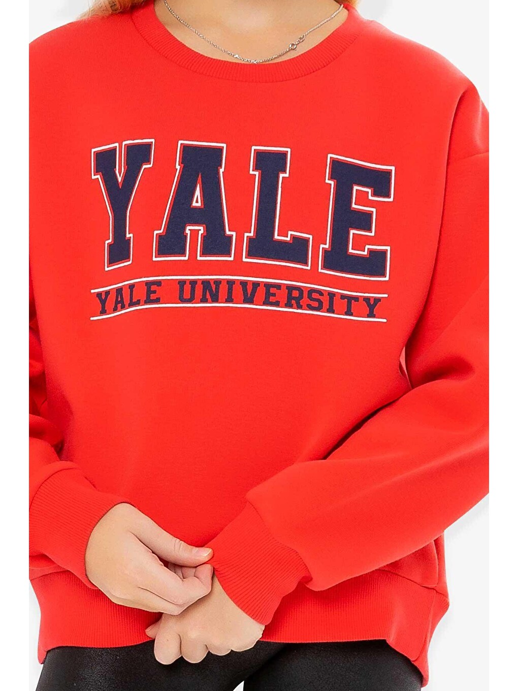 Kırmızı Kız Çocuk Sweatshirt Baskılı Narçiçeği (9 Yaş)-3