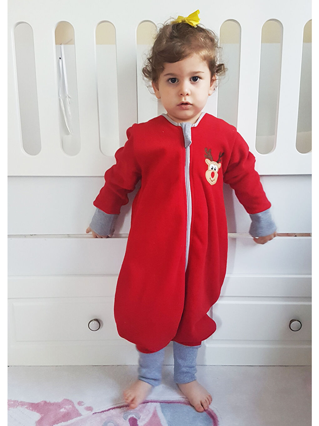 Kırmızı 7-9yaş Unisex Çocuk Nakışlı 2 Tog Mikro Polar Uyku Tulumu-5