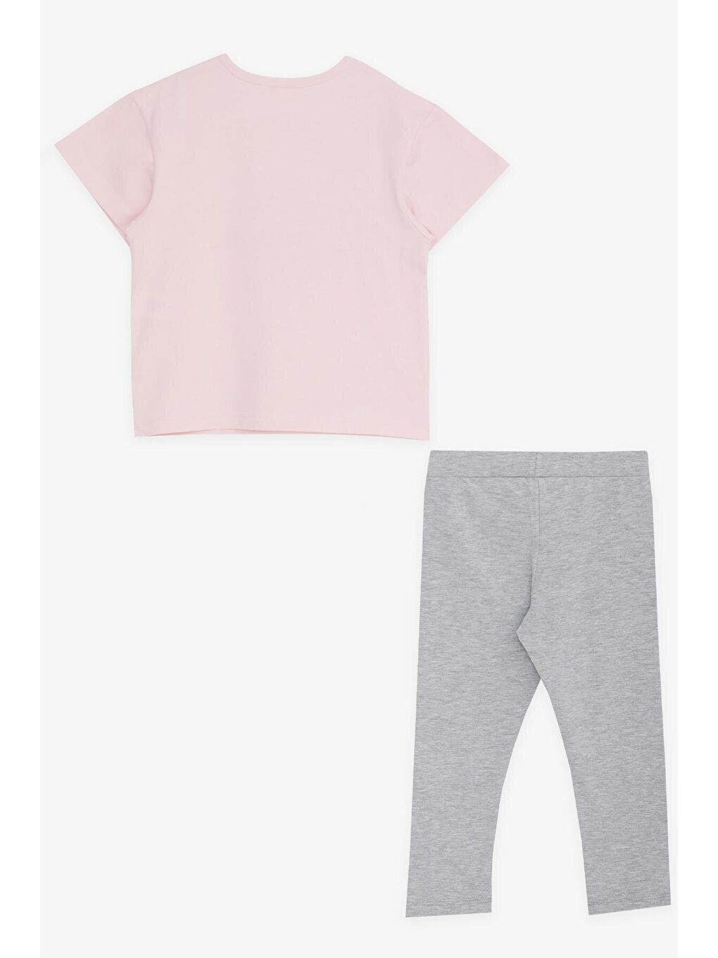 Kız Çocuk Kapri Taytlı Takım Simli Yazı Baskılı Pembe (6-12 Yaş)-1