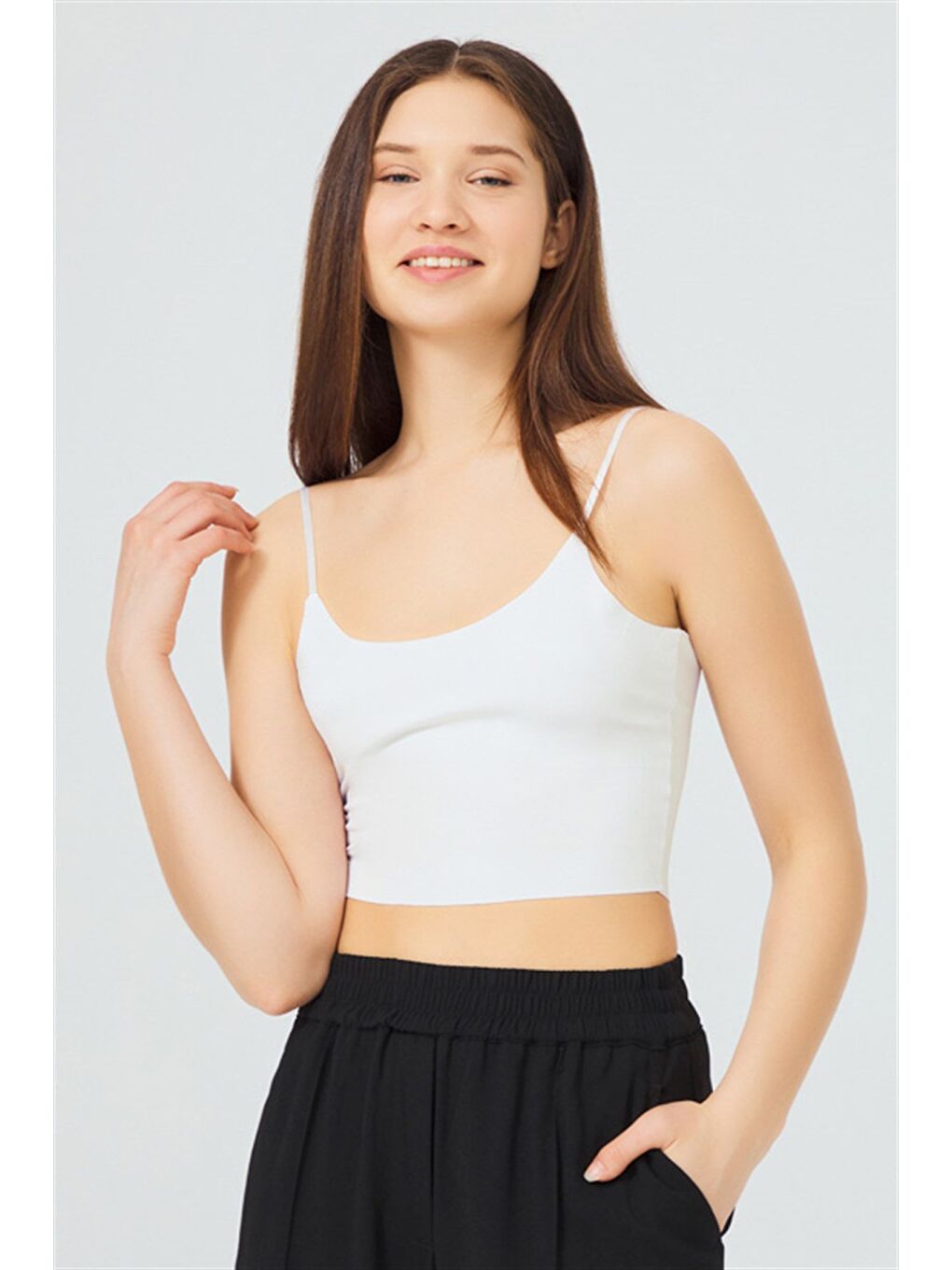 Karışık Ayarlanabilir İnce Askılı Lazer Kesim Crop Büstiyer 7'Li Paket-2-7