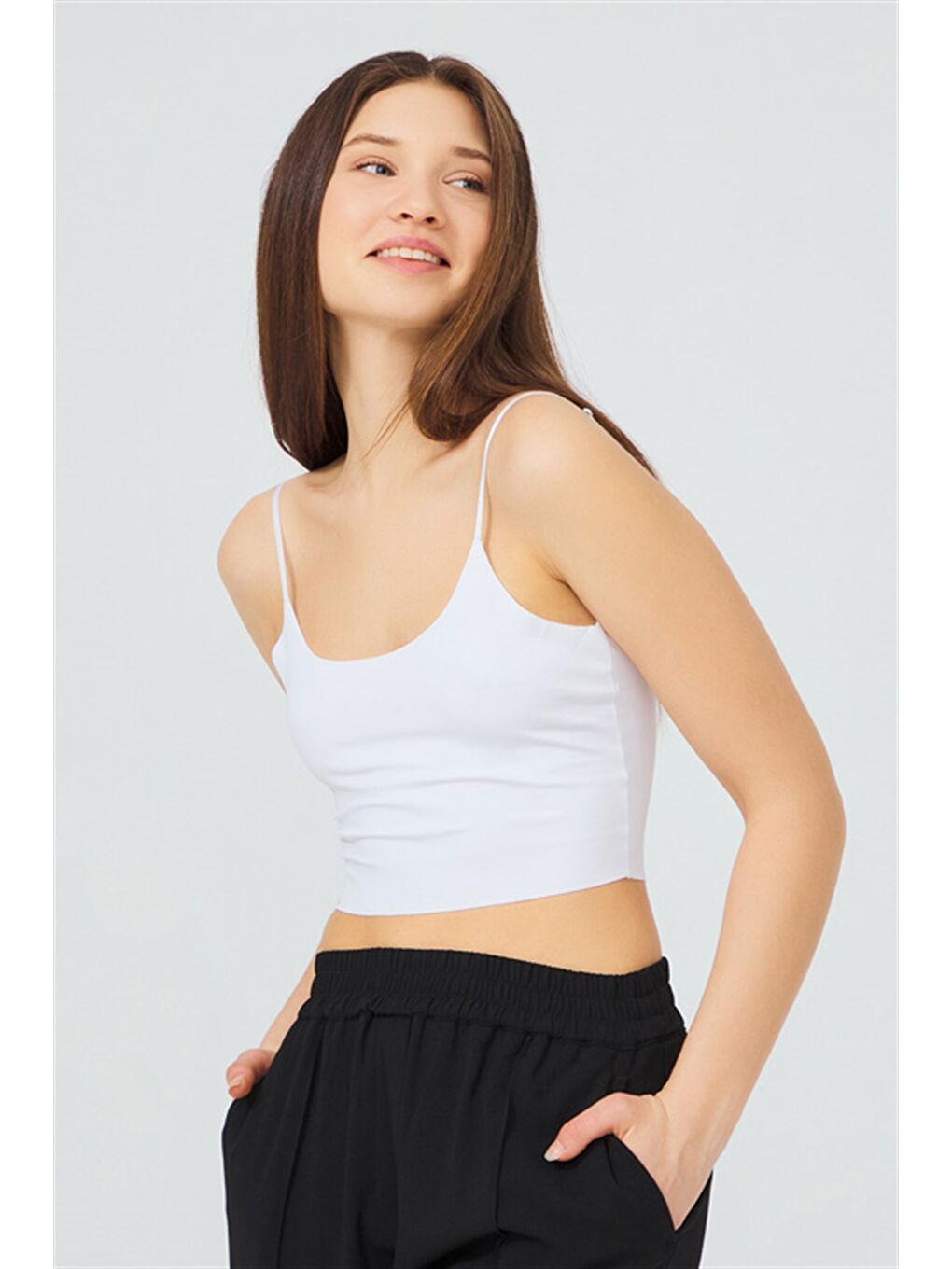 Karışık Ayarlanabilir İnce Askılı Lazer Kesim Crop Büstiyer 5'Li Paket-2