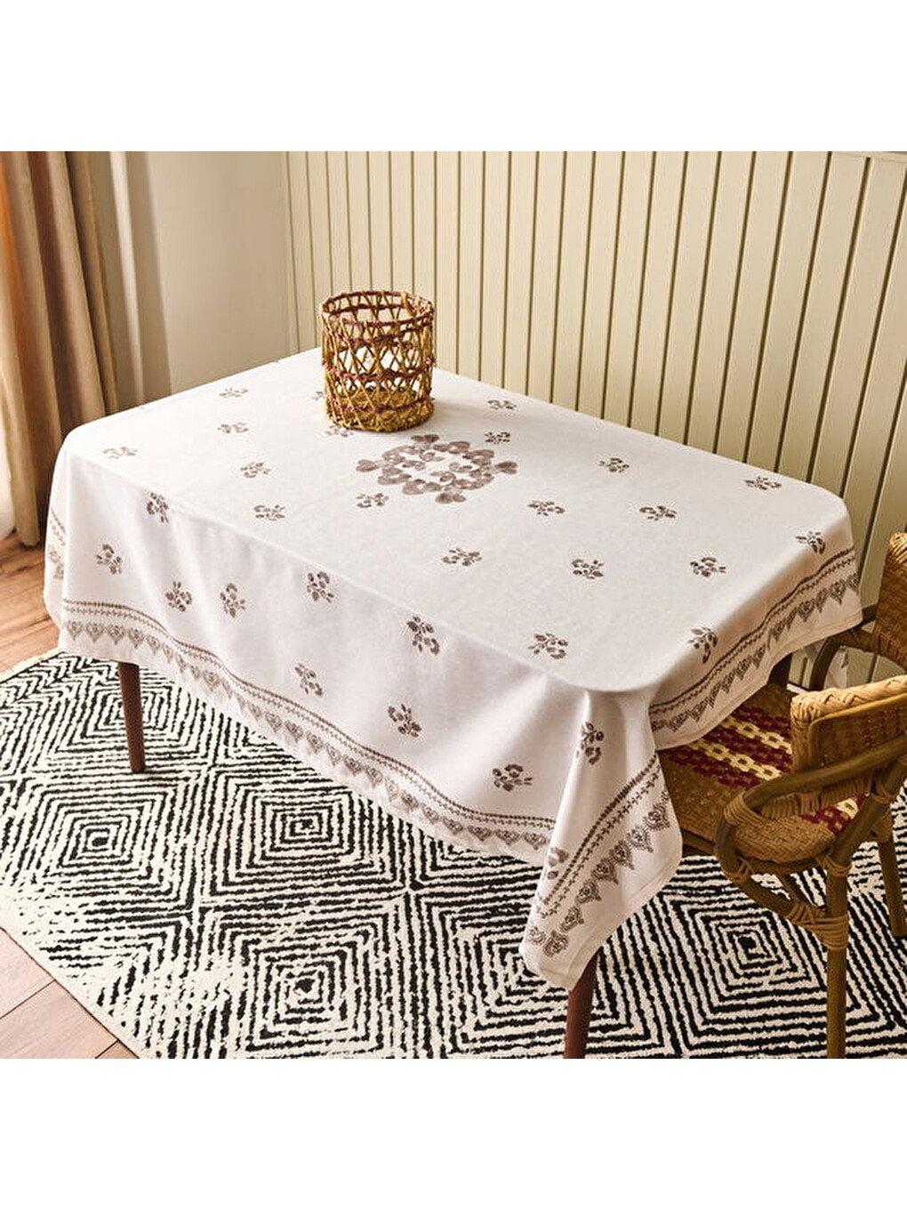 Soft St Tropez Masa Örtüsü - Gri - 150x150 cm-7