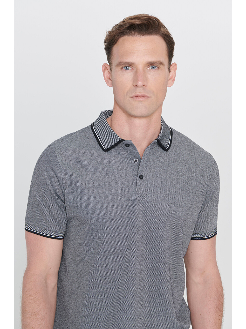 Lacivert Erkek Lacıvert-acık Bej Beyaz-acık Sıyah Slim Fit Dar Kesim 3 'lü Kıvrılmaz Polo Yaka Tişört-4
