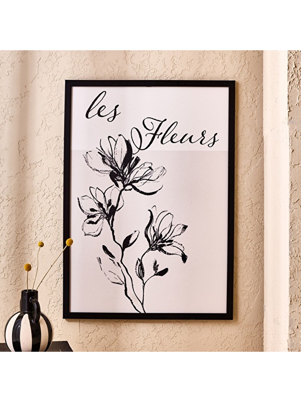Deco French Cottage Les Fleurs Çerçeveli Tablo - Siyah - 50x70 cm-1