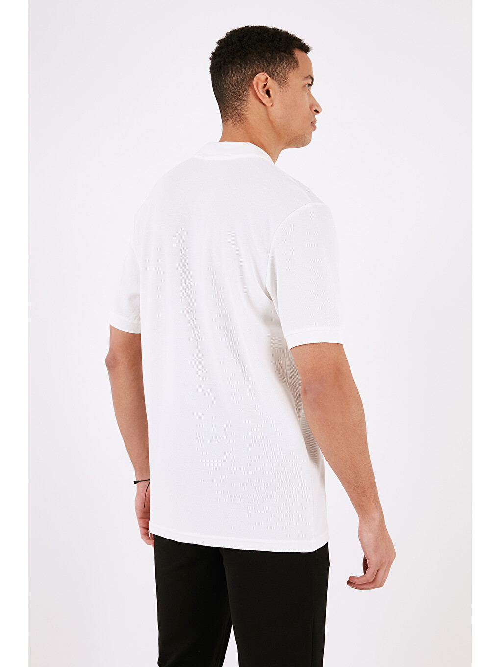 Ekru Pamuklu Regular Fit Fermuarlı Polo Yaka %100 Pamuk Tişört 5902434-5