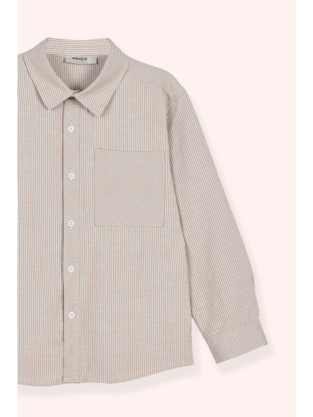 Erkek Çocuk Çizgi Desenli Bej Gömlek-1