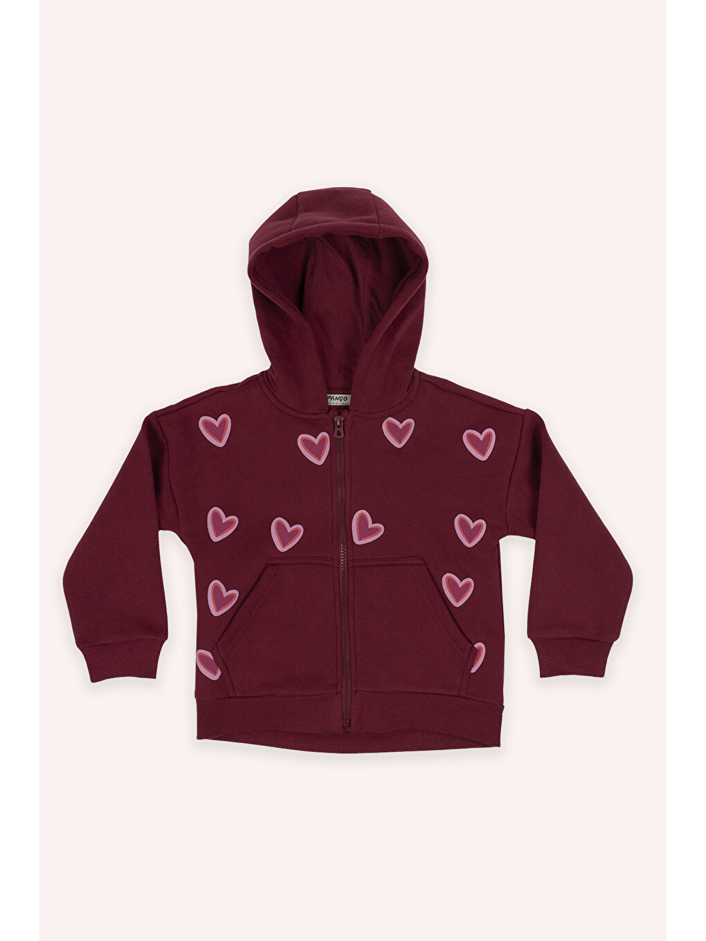 Kız Çocuk Kalp Detaylı Kapüşonlu Bordo Sweatshirt
