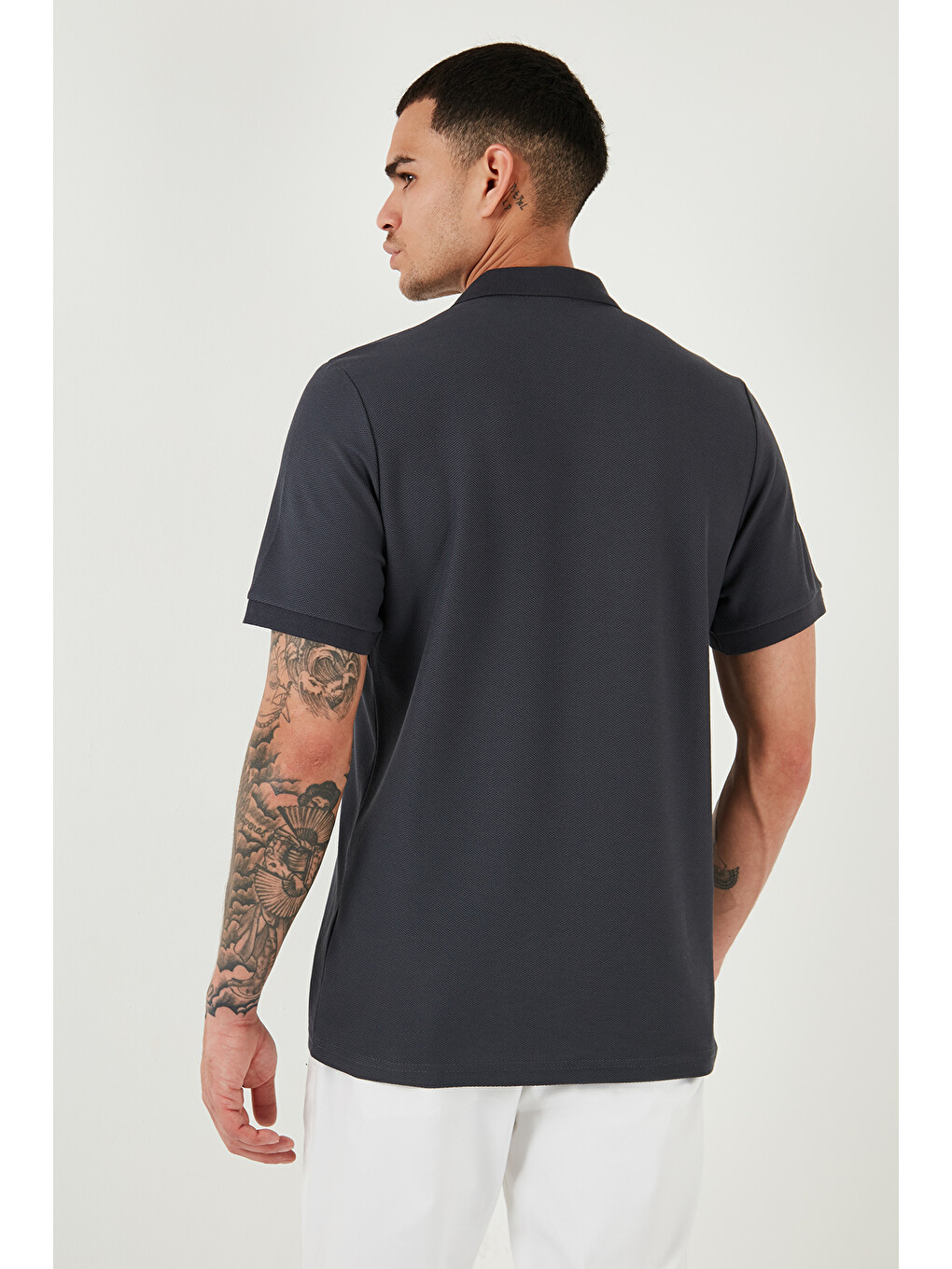 Antrasit Pamuklu Regular Fit Fermuarlı Erkek Polo Yaka %100 Pamuk Tişört 5902434-5