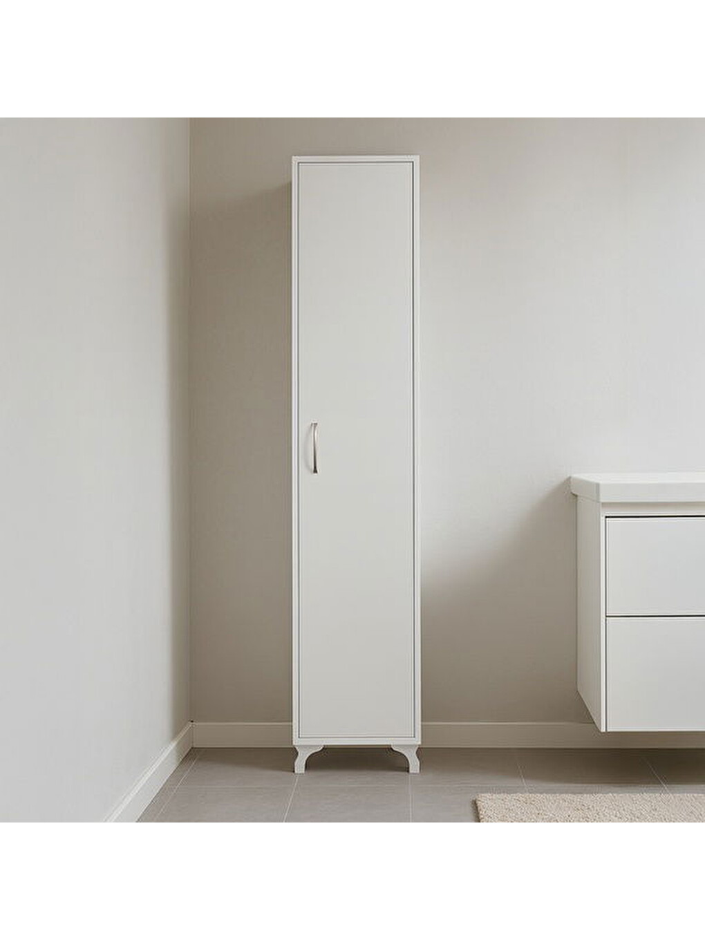 Tek Kapaklı 5 Raflı Boy Dolap - Beyaz - 170x35,5x35 Cm-9