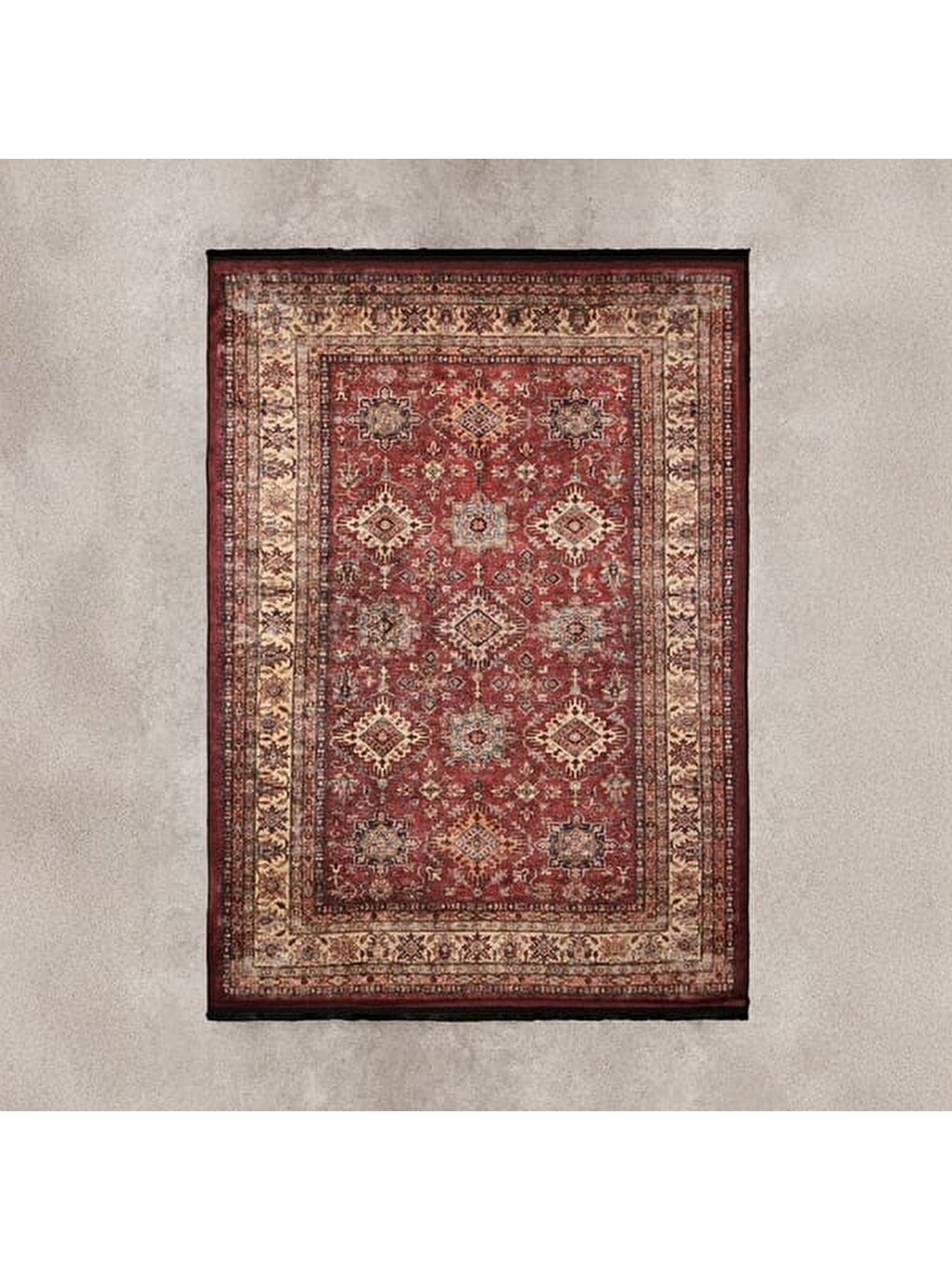 Soft Line Afgan Desenli Halı - Kırmızı - 160x230 cm-1
